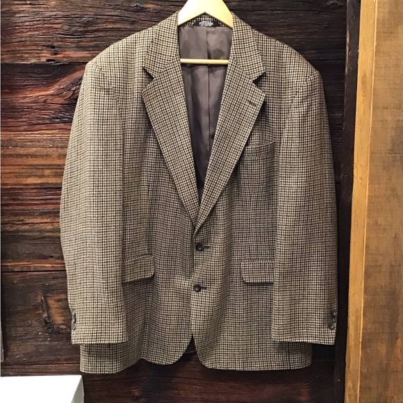 Haggar Houndstooth Blazer Checkered Plaid Suit Jacket Structured Sports Coat 42R - Picture 2 of 16